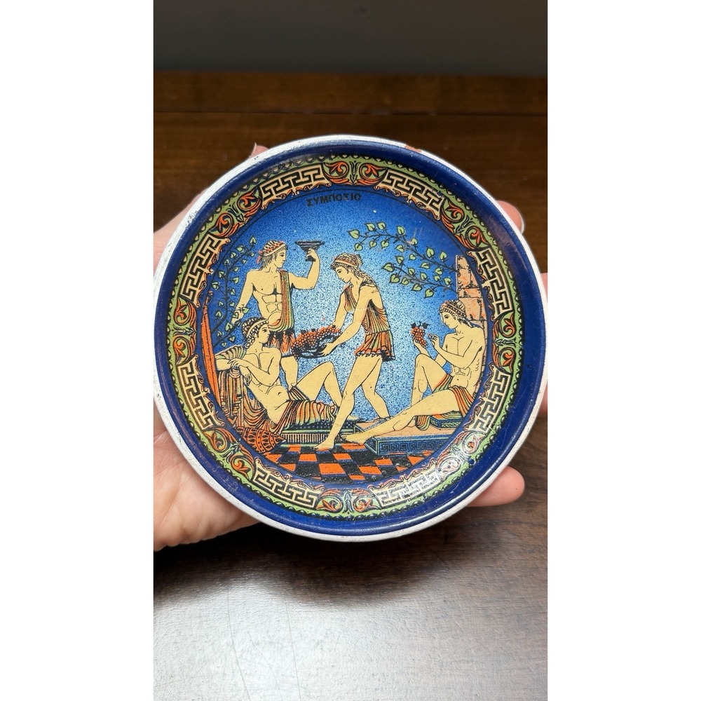 Vintage Eatypoi Wall Plate Decor Greece Hand Painted Art Pottery Rare Ancient 5"
